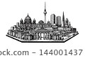 Hand drawn Berlin skyline illustration 144001437