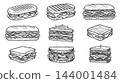 Variety of Fast Food Items sub sandwich vector. 144001484