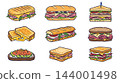 Variety of Fast Food Items sub sandwich vector. 144001498