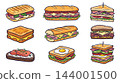 Variety of Fast Food Items sub sandwich vector. 144001500