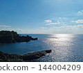 This is the scenery of columnar joints in Jeju Island. 144004209
