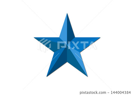 Star icon, blue faceted five pointed star, geometric rating favorite symbol, flat vector illustration 144004384