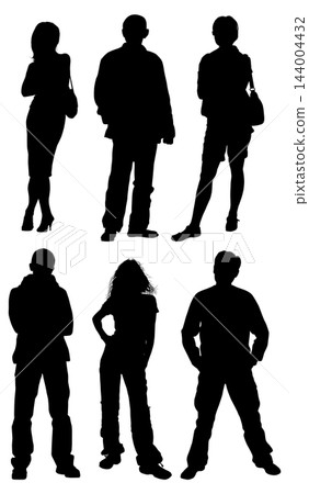 Silhouettes man, women, girl and boys 144004432