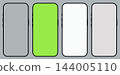 Smartphone frame set. Mobile phone icons. Blank smart phone green, white, empty, checkered screen templates. Gadget black symbols. Device front view. Simple signs for website design, ui, mobile app. 144005110