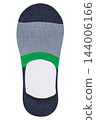 Striped low-cut no-show sock in blue grey and green colors isolated on white background, casual footwear mockup 144006166