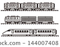 A simple set of railway icons featuring trains, freight trains, and Shinkansen-style vehicles. 144007408