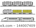 A simple set of railway icons featuring trains, freight trains, and Shinkansen-style vehicles. 144007409