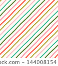 Colorful Christmas painted stripes vector seamless pattern, Thin diagonal striped background for gift wrapping paper design, holiday decor and textiles 144008154