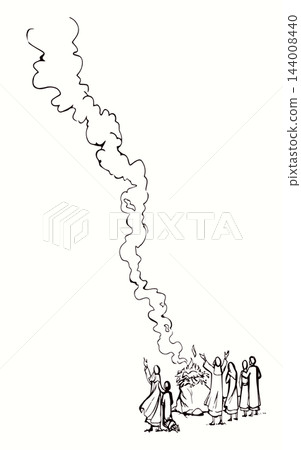Vector drawing. Noah Offers a Sacrifice to God Vector drawing. Noah Offers a Sacrifice to God 144008440