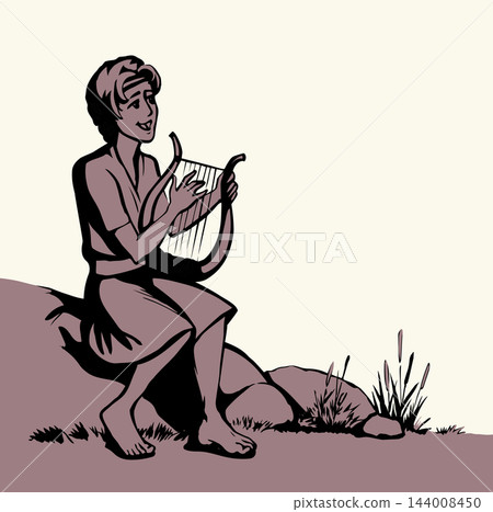 Vector drawing. Guy playing the harp Vector drawing. Guy playing the harp 144008450