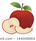 Red apple with leaves 144008864