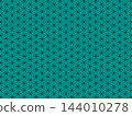 A background featuring the Flower of Life in blue-green and black. 144010278