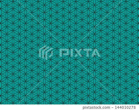 A background featuring the Flower of Life in blue-green and black. 144010278