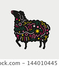 Stylized black sheep vector illustration, symbol of New Year 2027 144010445