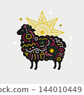 Stylized black sheep vector illustration, symbol of New Year 2027 144010449