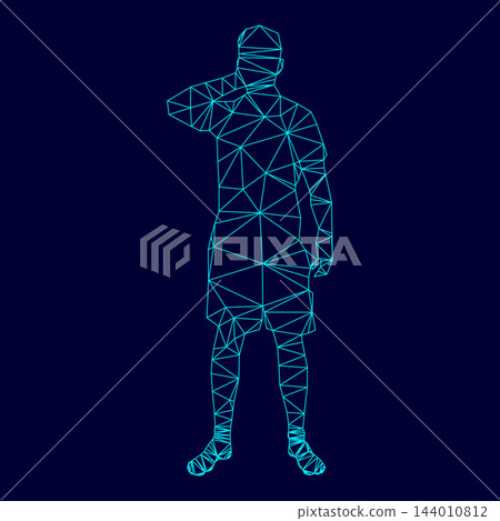 Man closing his eyes his hands silhouette front view icon black color illustration in circle round low poly triangulation triangulated polygonal electric cyan blue vibrant aqua neon color vector Man closing his eyes his hands silhouette front view icon black color illustration in circle round low poly triangulation triangulated polygonal electric cyan blue vibrant aqua neon color vector 144010812