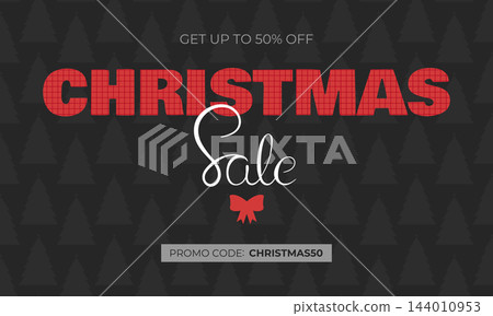 Modern Christmas sale banner in red and black colors. Sale promotional template for Christmas season. Vector illustration Modern Christmas sale banner in red and black colors. Sale promotional template for Christmas season. Vector illustration 144010953
