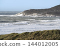 Rough waves breaking on Morte Point from Woolacombe sand dunes, Devon 144012005