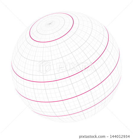 Earth planet globe grid of meridians and parallels, or latitude and longitude. Pink marked Equator, Tropic of Cancer, Tropic of Capricorn, Arctic Circle and Antarctic Circle. Vector illustration Earth planet globe grid of meridians and parallels, or latitude and longitude. Pink marked Equator, Tropic of Cancer, Tropic of Capricorn, Arctic Circle and Antarctic Circle. Vector illustration 144012934