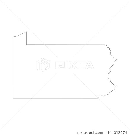 Pennsylvania, PA - US state. Thin black outline silhouette isolated on white background. Vector illustration Pennsylvania, PA - US state. Thin black outline silhouette isolated on white background. Vector illustration 144012974