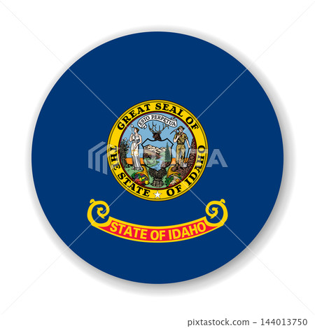 Idaho state circle flag. Part of The United States of America. Clean design for print, web, or educational use. Vector illustration with dropped shadow on white background. 144013750