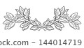 Horizontal hand drawing symmetrical design element leaves vector illustration 144014719