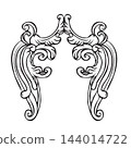 Symmetrical hand drawing design element ornate wings vector illustration 144014722