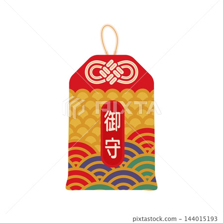 Retro cartoon Japanese omamori amulet icon Retro cartoon Japanese omamori amulet icon 144015193