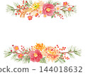 Watercolor New Year's Botanical Frame (Pine, Plum, Camellia, Chrysanthemum, Nandina) 144018632