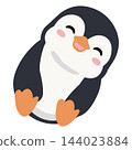 Happy little penguin sitting with a joyful smile 144023884