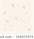 Grid based abstract seamless pattern with micro shapes and negative space, contemporary design 144023974