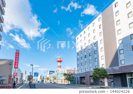 【北海道】千歲市千代田町3丁目,JR千歲站西口附近街道景觀 【北海道】千歲市千代田町3丁目,JR千歲站西口附近街道景觀 144024226