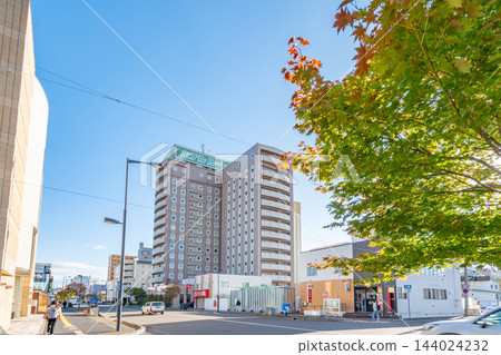 【北海道】千歲市千代田町4丁目,JR千歲站西口附近街道景觀 【北海道】千歲市千代田町4丁目,JR千歲站西口附近街道景觀 144024232
