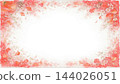 Coral pink watercolor-style flower frame 144026051