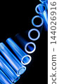 Glowing Blue Glass Tubes Diagonal Arrangement Dark Background 3D Render 144026916