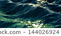 Dark Ocean Waves Sunlight Reflection Water Storm Surface 3D Render 144026924