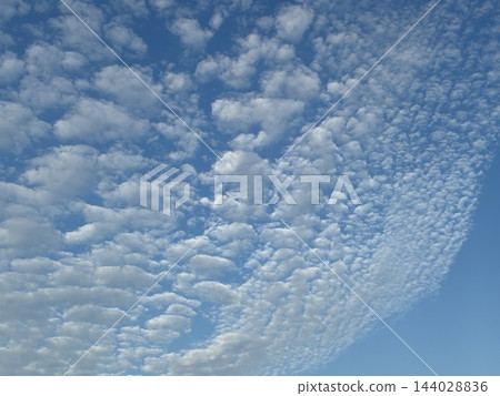 卷積雲鋪滿藍天,秋日的天空。 卷積雲鋪滿藍天,秋日的天空。 144028836