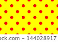 red polka dot perforated pattern with yellow background vector illustration 144028917