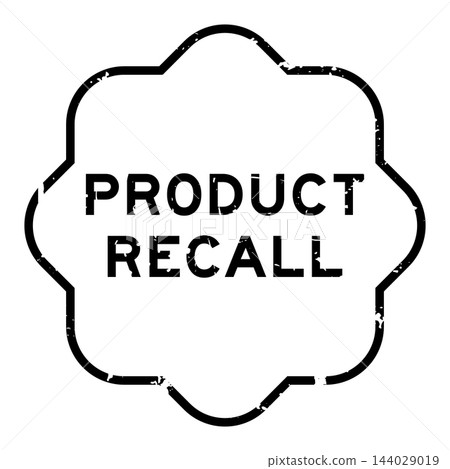 Grunge black product recall word rubber seal stamp on white background 144029019