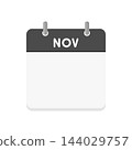 A simple black English calendar icon for November (NOV) with a blank date section. 144029757