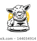Good Night and sweet dreams cute vector card. Editable illustration with message, cute lambs and moon, clouds 144034914