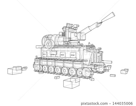 Tracked Utility Vehicle Technical Line. Vector Tracked Utility Vehicle Technical Line. Vector 144035006