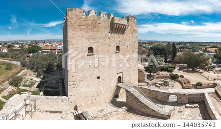 Kolossi Castle medieval keep with stone staircase on a sunny spring day Kolossi Castle medieval keep with stone staircase on a sunny spring day 144035741