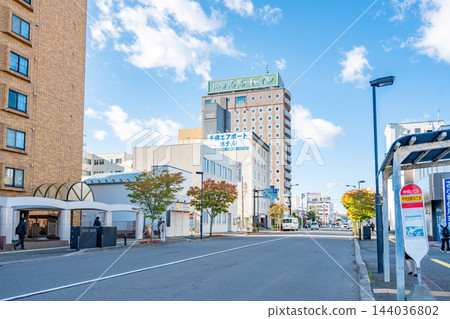 【北海道】千歲市千代田町6丁目，JR千歲站西口附近街道景觀 144036802