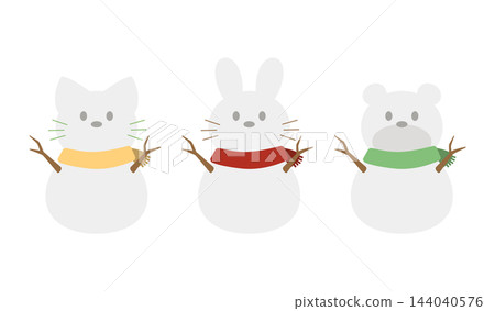 Snowmen shaped like animals Snowmen shaped like animals 144040576