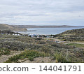 Puerto Piramides, Argentina - October 12, 2026: Panorama of the village and bay. 144041791