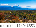 Autumn foliage of Mt. Fuji from the Utsukushinomori Observatory in Kiyosato Highlands 144046353