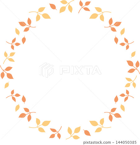 Stylish round frame with autumn leaves 144050385