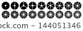 Circle division on from 1 to 18 equal parts. Wheel round divided diagrams from one to eighteen equal segments infographics set. Various number of sectors divide flat circle. Coaching simple blanks. 144051346