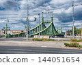 Iconic Liberty Bridge in Budapest under a cloudy summer sky 144051654